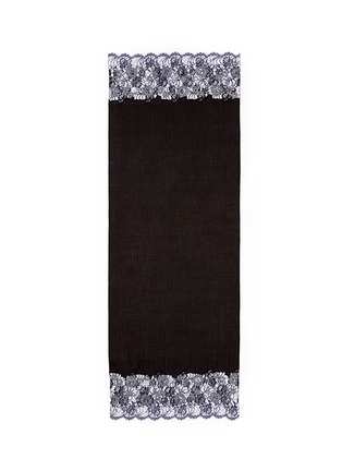Main View - Click To Enlarge - JANAVI - Floral embroidered ombré lace trim cashmere scarf