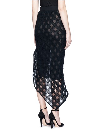 Back View - Click To Enlarge - MATICEVSKI - 'Proficient' grid yarn asymmetric structured skirt