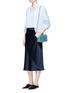 Figure View - Click To Enlarge - VINCE - Elastic waist satin slip skirt