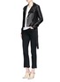 Figure View - Click To Enlarge - HELMUT LANG - Belted lambskin leather cropped biker jacket