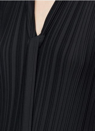 Detail View - Click To Enlarge - HELMUT LANG - Pleated crepe de Chine tie neck top