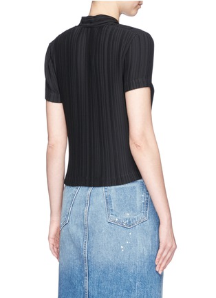 Back View - Click To Enlarge - HELMUT LANG - Pleated crepe de Chine tie neck top