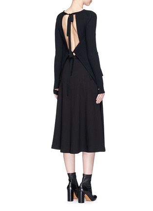 Figure View - Click To Enlarge - HELMUT LANG - Technical rib knit tie open back sweater