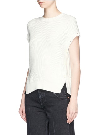 Detail View - Click To Enlarge - HELMUT LANG - Detachable button sleeve rib knit sweater