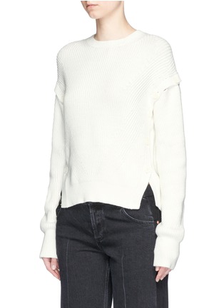 Front View - Click To Enlarge - HELMUT LANG - Detachable button sleeve rib knit sweater