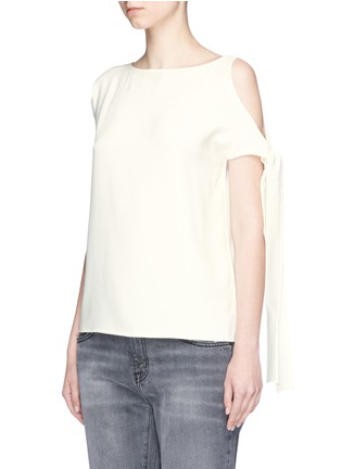 Front View - Click To Enlarge - HELMUT LANG - Asymmetric sleeve tie crepe top