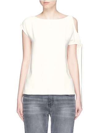 Main View - Click To Enlarge - HELMUT LANG - Asymmetric sleeve tie crepe top