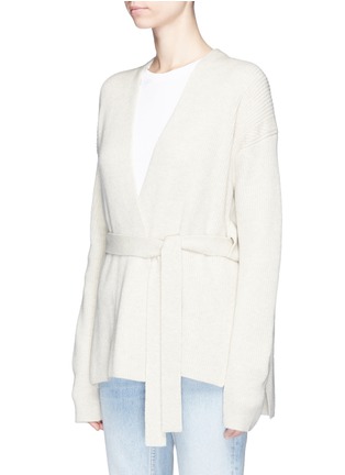 Front View - Click To Enlarge - HELMUT LANG - Belted side split wool-cashmere cardigan