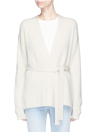 Main View - Click To Enlarge - HELMUT LANG - Belted side split wool-cashmere cardigan