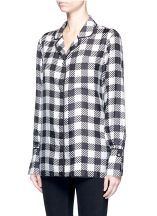 Front View - Click To Enlarge - VICTORIA, VICTORIA BECKHAM - Oversized gingham print silk twill pyjama shirt