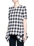 Front View - Click To Enlarge - VICTORIA, VICTORIA BECKHAM - Drape hem gingham check crepe top