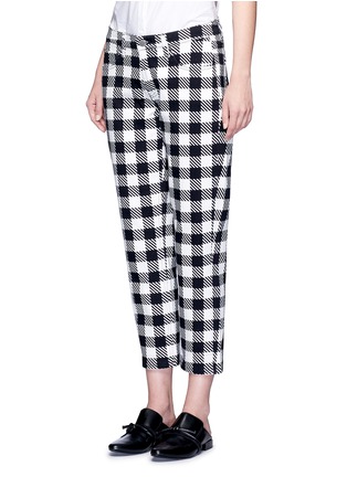 Front View - Click To Enlarge - VICTORIA, VICTORIA BECKHAM - Gingham print cropped jeans