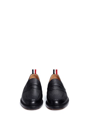 Front View - Click To Enlarge - THOM BROWNE  - Pebble grain leather penny loafers