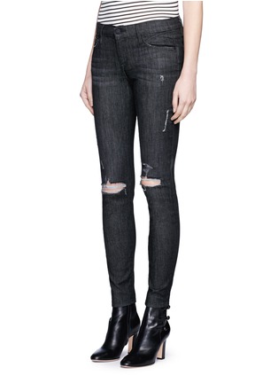 Front View - Click To Enlarge - FRAME - 'Le Skinny de Jeanne' ripped knee jeans