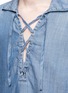 Detail View - Click To Enlarge - FRAME - Lace-up chambray blouse