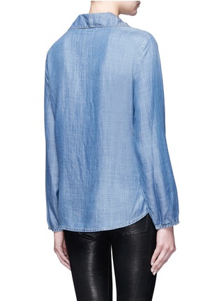 Back View - Click To Enlarge - FRAME - Lace-up chambray blouse
