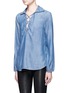Front View - Click To Enlarge - FRAME - Lace-up chambray blouse