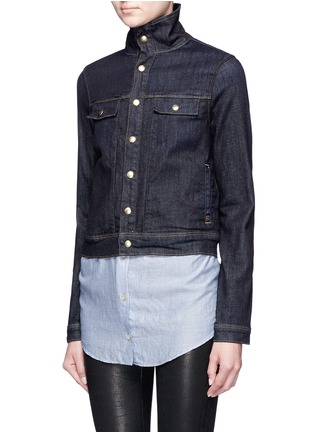 Front View - Click To Enlarge - FRAME - 'Le Cropped' stand collar denim jacket
