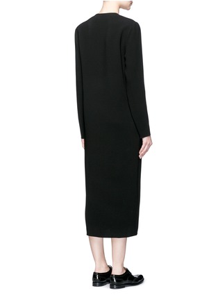 Back View - Click To Enlarge - MS MIN - V-neck textured crepe midi dress