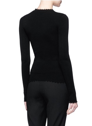 Back View - Click To Enlarge - MS MIN - Raw edge wool rib knit sweater
