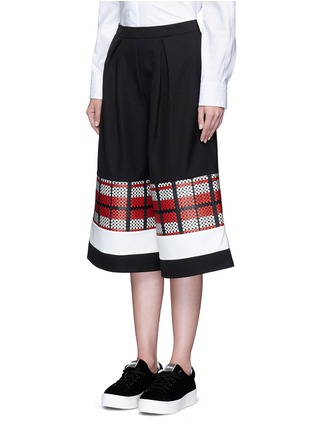 Front View - Click To Enlarge - CYNTHIA & XIAO - Textured tartan colourblock culottes