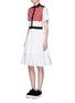 Figure View - Click To Enlarge - CYNTHIA & XIAO - Woven ribbon front flounce hem shirt dress