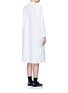 Back View - Click To Enlarge - CYNTHIA & XIAO - Woven ribbon pocket long cotton shirt dress