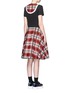 Back View - Click To Enlarge - CYNTHIA & XIAO - Textured tartan print V-neck flared dress