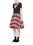 Figure View - Click To Enlarge - CYNTHIA & XIAO - Textured tartan print V-neck flared dress
