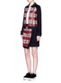 Figure View - Click To Enlarge - CYNTHIA & XIAO - Textured tartan asymmetric wool cashmere blend skirt