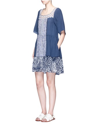 Figure View - Click To Enlarge - CHLOÉ - Mix polka dot lace insert dress