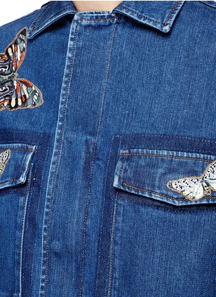 Detail View - Click To Enlarge - VALENTINO GARAVANI - Embroidered butterfly appliqué denim shirt jacket