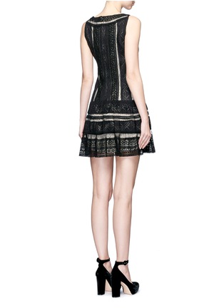 Back View - Click To Enlarge - ALICE & OLIVIA - 'Wendie' geometric embroidery boat neck dress