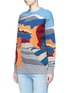 Front View - Click To Enlarge - STELLA MCCARTNEY - Landscape jacquard embroidered wool sweater
