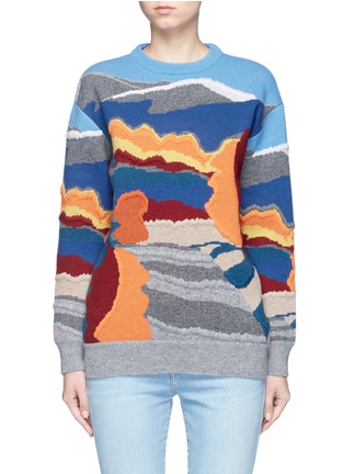 Main View - Click To Enlarge - STELLA MCCARTNEY - Landscape jacquard embroidered wool sweater