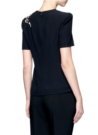 Back View - Click To Enlarge - ALEXANDER MCQUEEN - 'Obsession' embroidered lips jewelled crepe top