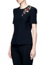Front View - Click To Enlarge - ALEXANDER MCQUEEN - 'Obsession' embroidered lips jewelled crepe top
