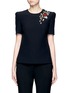 Main View - Click To Enlarge - ALEXANDER MCQUEEN - 'Obsession' embroidered lips jewelled crepe top