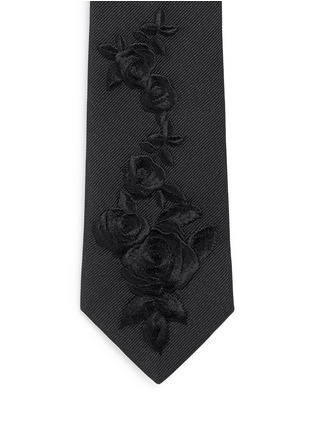 Detail View - Click To Enlarge - ALEXANDER MCQUEEN - Floral embroidery silk tie