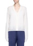 Main View - Click To Enlarge - CHLOÉ - Knit squiggle silk georgette cardigan