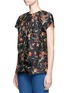 Front View - Click To Enlarge - BALENCIAGA - Floral print silk twill top