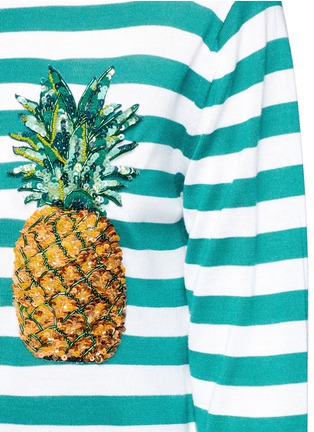 Detail View - Click To Enlarge - - - Pineapple embellished stripe knit cardigan