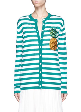 Main View - Click To Enlarge - - - Pineapple embellished stripe knit cardigan