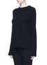 Front View - Click To Enlarge - HELMUT LANG - Belted open back cotton-cashmere sweater