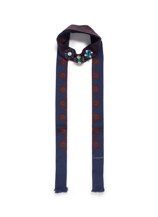Main View - Click To Enlarge - LANVIN - Jewelled foulard print tie neck silk scarf