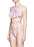 Figure View - Click To Enlarge - ZIMMERMANN - 'Roza' frill trim floral print halterneck bikini set
