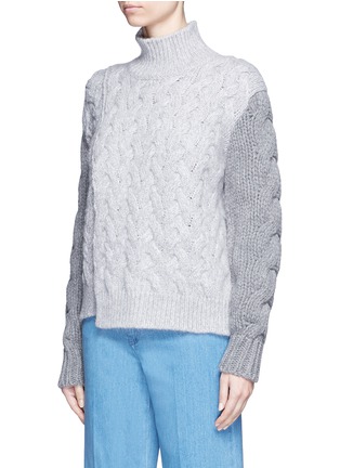 Front View - Click To Enlarge - STELLA MCCARTNEY - Colourblock split front cable knit sweater