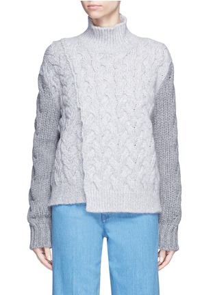 Main View - Click To Enlarge - STELLA MCCARTNEY - Colourblock split front cable knit sweater