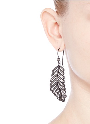 Figure View - Click To Enlarge - ERICKSON BEAMON - 'Frequent Flyer' Swarovski crystal pavé feather earrings