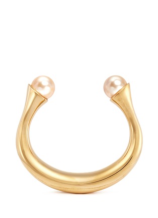 Main View - Click To Enlarge - CHLOÉ - 'Darcey' double Swarovski Pearl brass cuff